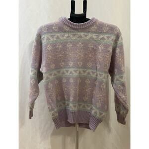 ICEWOOL Women's Purple Multicolored Wool Sweater Size Small